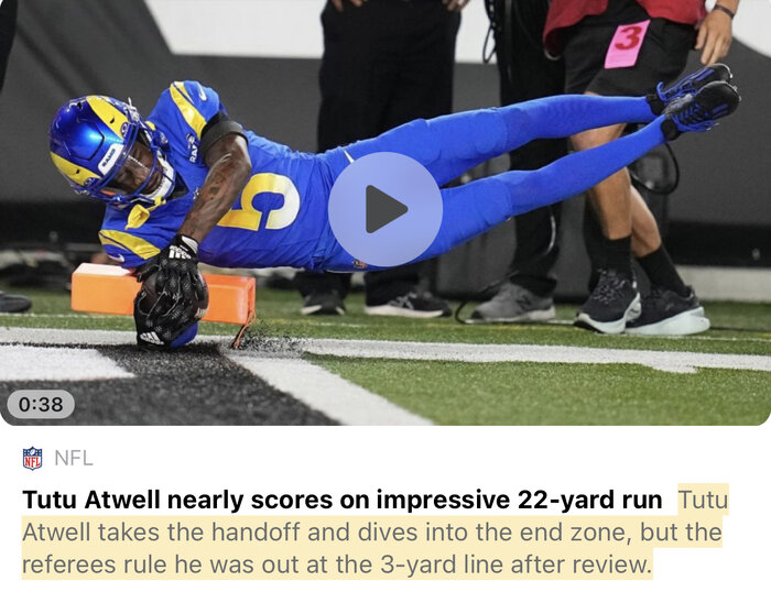 NFL fans convinced Tutu Atwell was robbed of a touchdown after